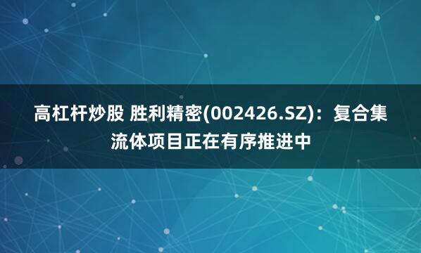高杠杆炒股 胜利精密(002426.SZ)：复合集流体项目正在有序推进中
